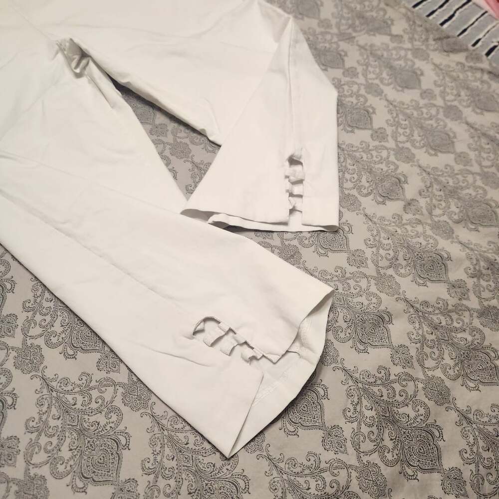 Allison Daley Pants Size 18 White Capri Side Slit - Picture 8 of 10